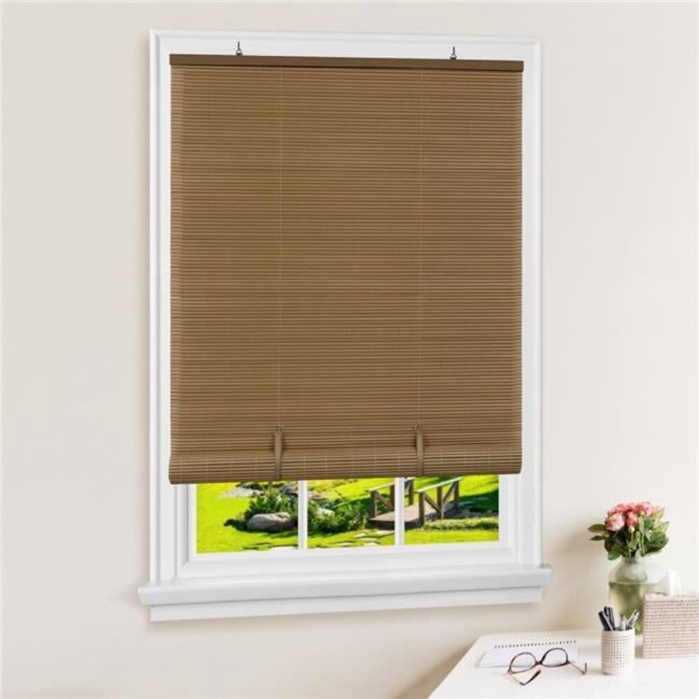 60 x 72 in. Cordless Solstice Vinyl Roll-Up Blind, Woodtone